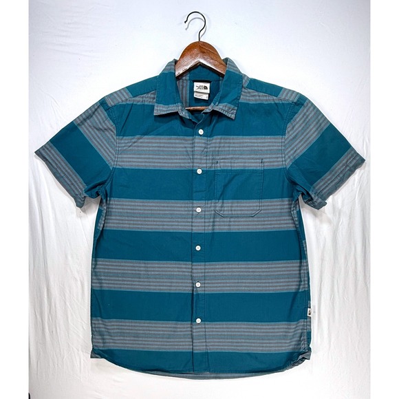 The North Face Men's Striped Short Sleeve Button Up Shirt, Sz M - Picture 1 of 6
